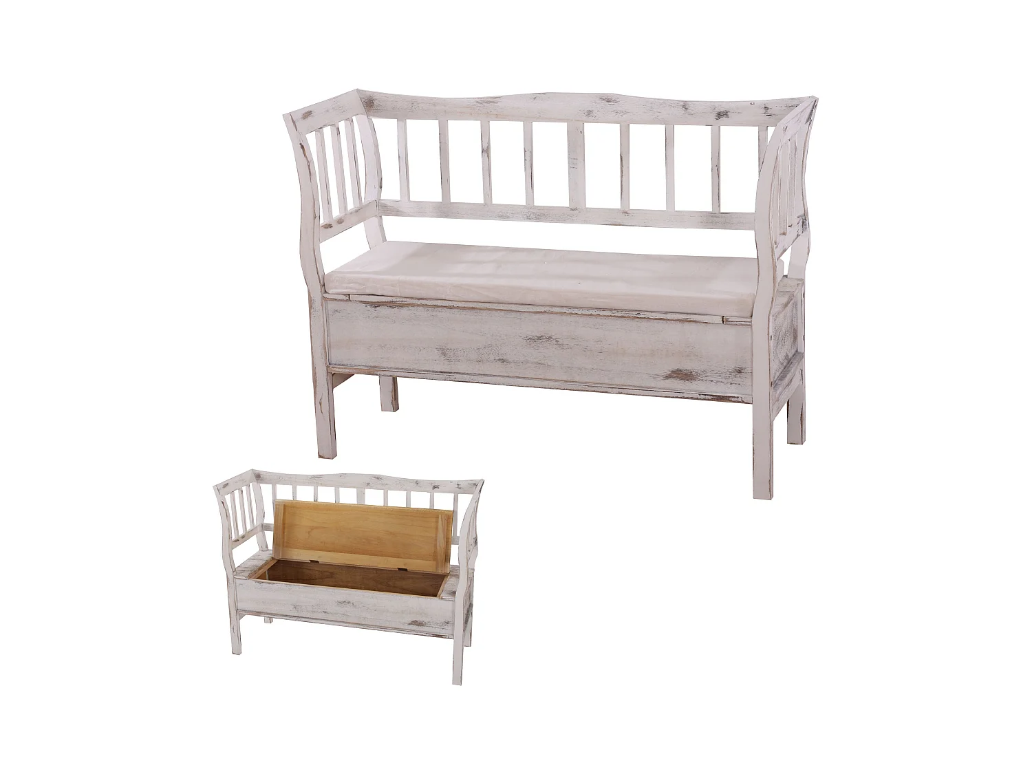 Banc style vintage avec bois blanche 119 x 40 x 85 cm 04_0001171