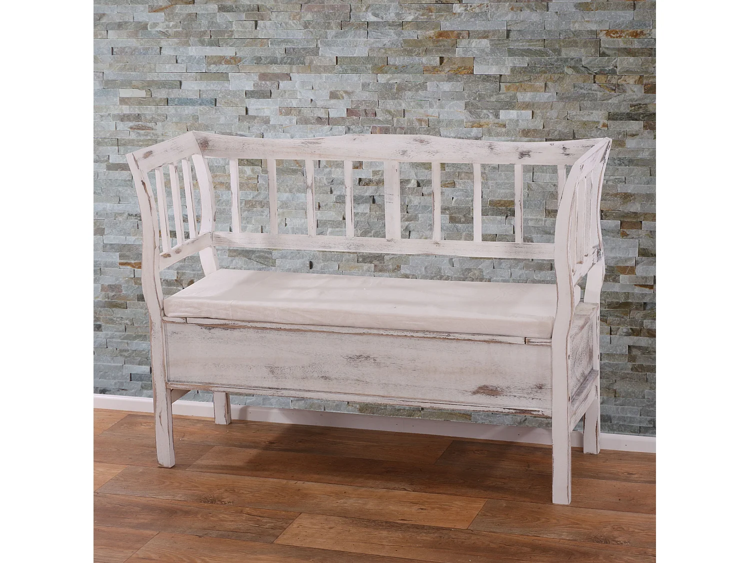Banc style vintage avec bois blanche 119 x 40 x 85 cm 04_0001171