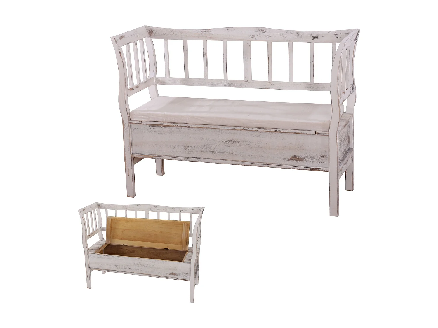 Banc style vintage avec bois blanche 119 x 40 x 85 cm 04_0001171