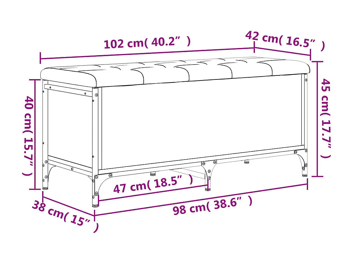 Banc banquette avec espace bois marron 102 x 42 x 45 cm DEC024795