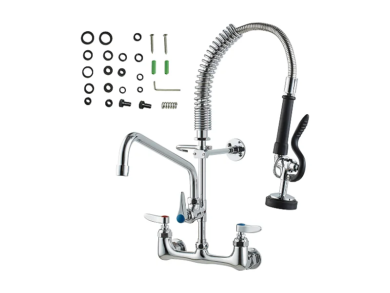 Rubinetto da Cucina, SucceBuy Rubinetto a Parete Commerciale - Con Spruzzatore Pre-Risciacquo, 53.3 cm