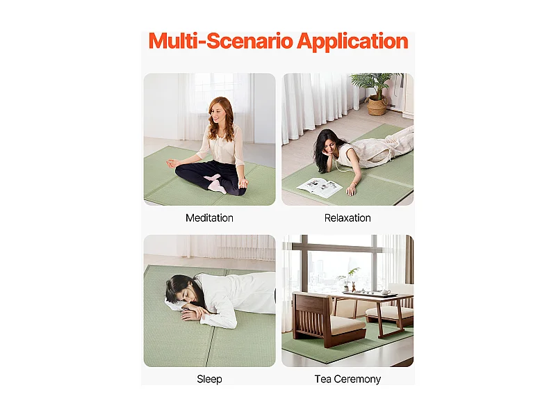 Japanisches Tatami SucceBuy Faltbarer Japanischer Tatami Teppich King Size Rutschfeste Matratze aus Igusa Gras