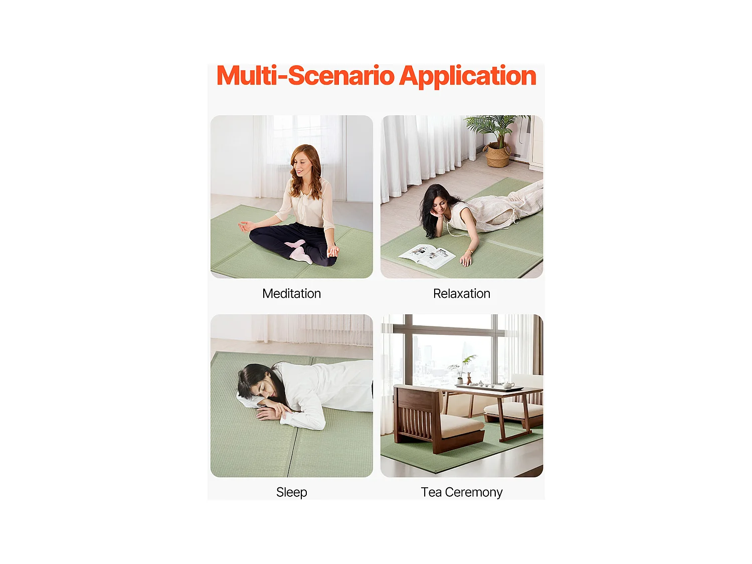 Tatami Japonais SucceBuy Tapis de Tatami Japonais Pliable King Size, Matelas Antidérapant en Herbe de Jonc