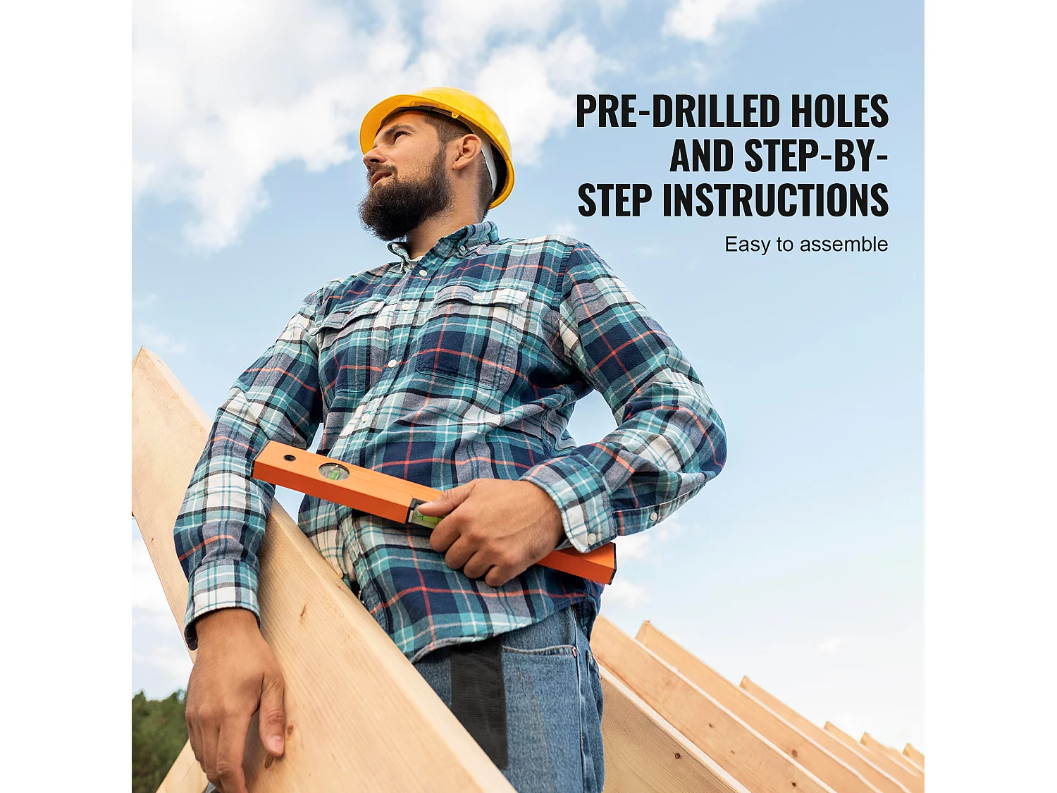 Casita de Juegos para Niños, SucceBuy - Casa de Juegos de Madera para Exteriores con Tobogán, Escalera y Ventana, Casa de Juegos de Jardín