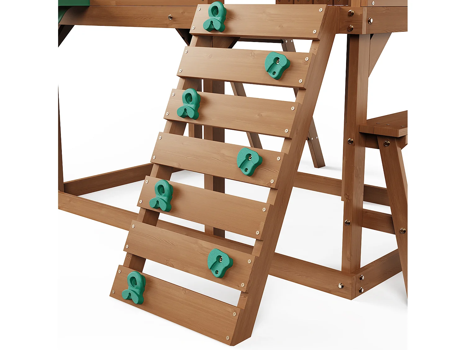 Casita de Juegos para Niños, SucceBuy - Casa de Juegos de Madera para Exteriores con Tobogán, Escalera y Ventana, Casa de Juegos de Jardín