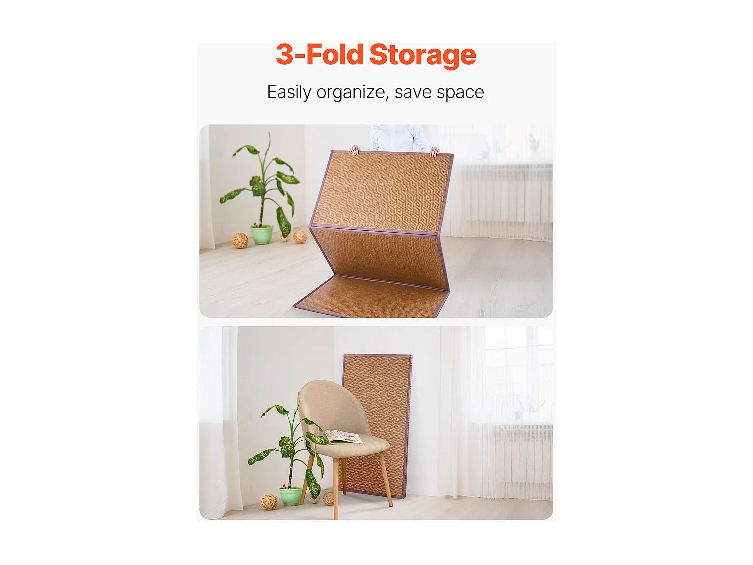 Japanisches Tatami SucceBuy - Faltbare Tatami Matratze aus Natürlichem Rattan 203 x 99 cm