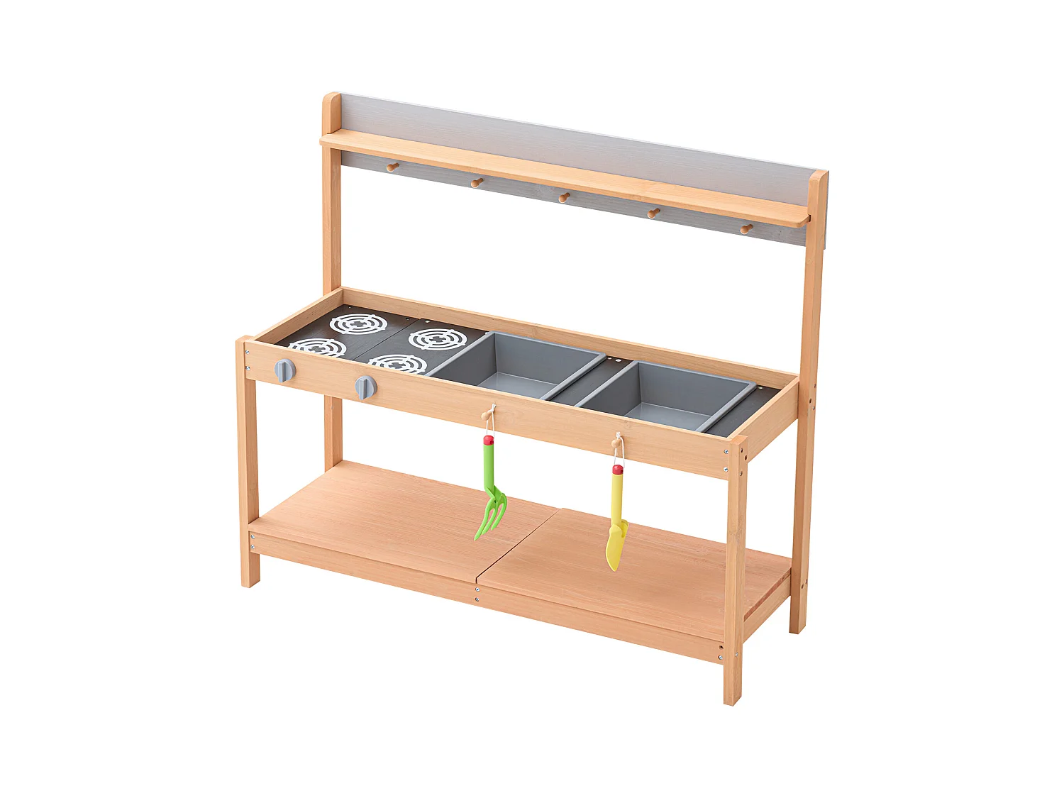 Kinderküche, SucceBuy Holzküche - Outdoor-Spielset für Kinder