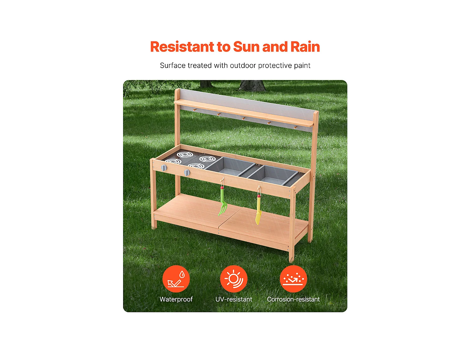 Cuisine pour Enfants, SucceBuy Cuisine en Bois - Ensemble de Jeux d'Extérieur pour Enfants