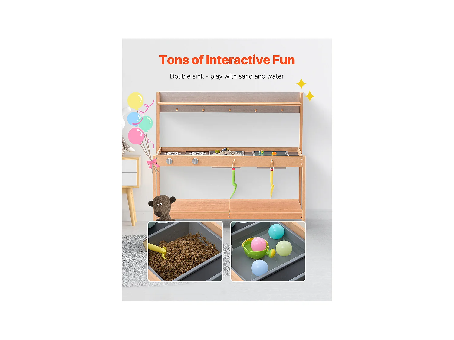 Cuisine pour Enfants, SucceBuy Cuisine en Bois - Ensemble de Jeux d'Extérieur pour Enfants