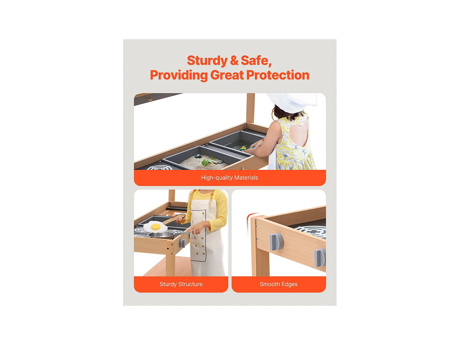 Cuisine pour Enfants, SucceBuy Cuisine en Bois - Ensemble de Jeux d'Extérieur pour Enfants