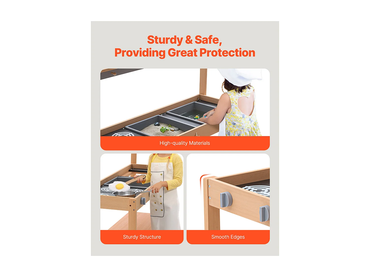 Cuisine pour Enfants, SucceBuy Cuisine en Bois - Ensemble de Jeux d'Extérieur pour Enfants