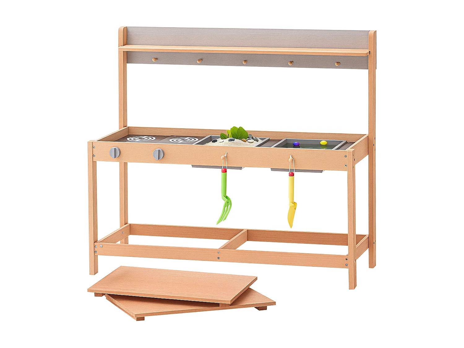 Cuisine pour Enfants, SucceBuy Cuisine en Bois - Ensemble de Jeux d'Extérieur pour Enfants