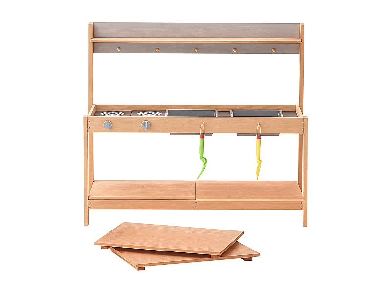 Cuisine pour Enfants, SucceBuy Cuisine en Bois - Ensemble de Jeux d'Extérieur pour Enfants