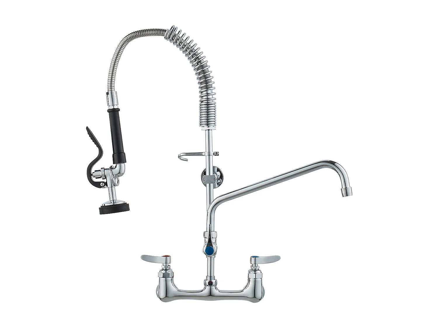 Robinet de Cuisine, SucceBuy Robinet d'Évier de Cuisine Mural Commercial - Avec Pulvérisateur de Pré-Rinçage, 63.5 cm