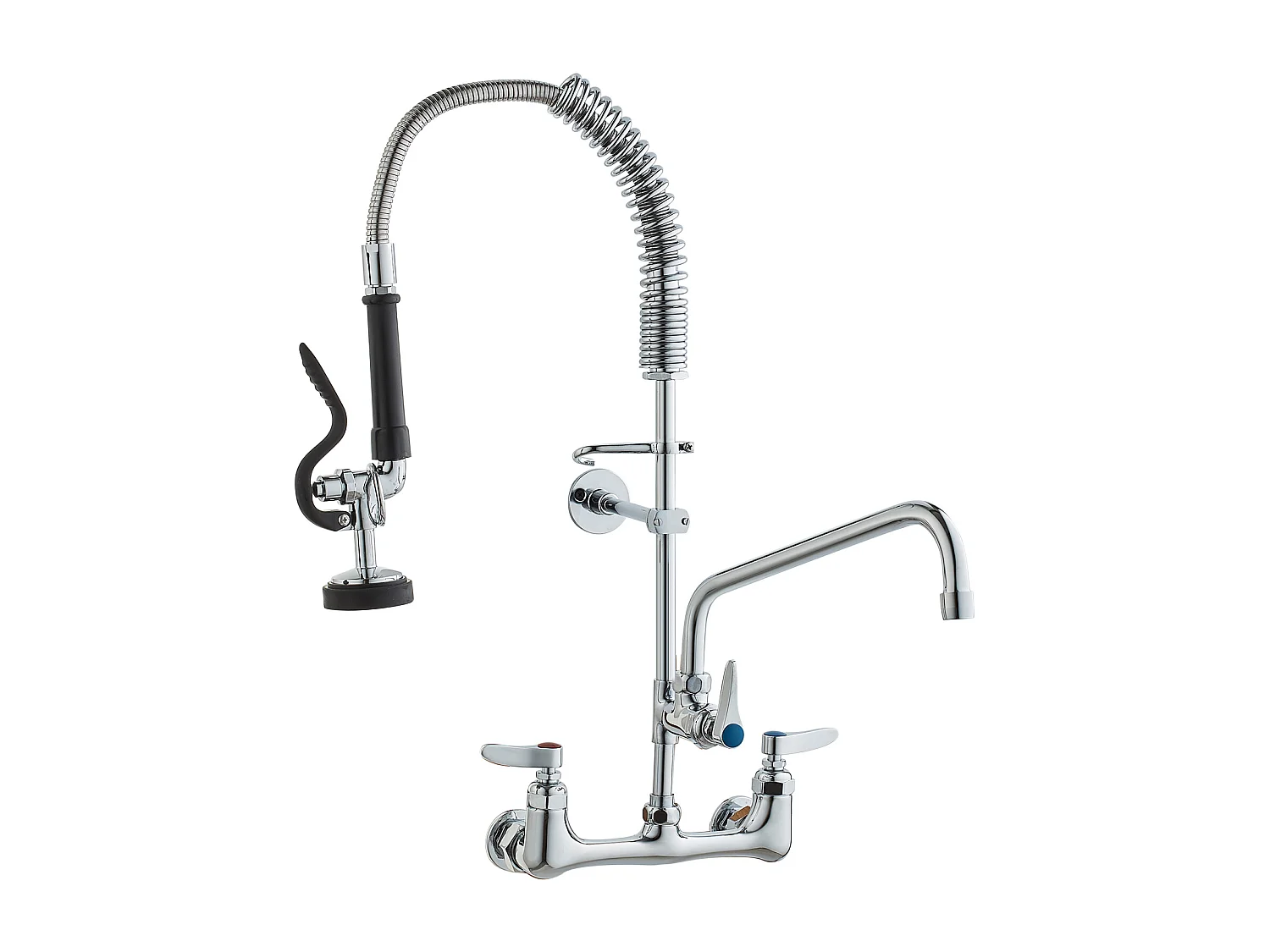 Robinet de Cuisine, SucceBuy Robinet d'Évier de Cuisine Mural Commercial - Avec Pulvérisateur de Pré-Rinçage, 63.5 cm