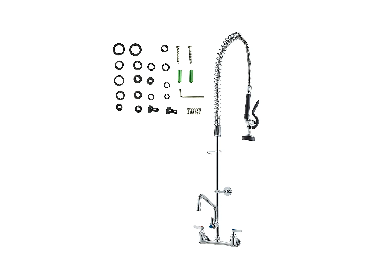Keukenkraan, SucceBuy Commerciële Wandkraan - Met Voorspoelsproeier, 111.8 cm