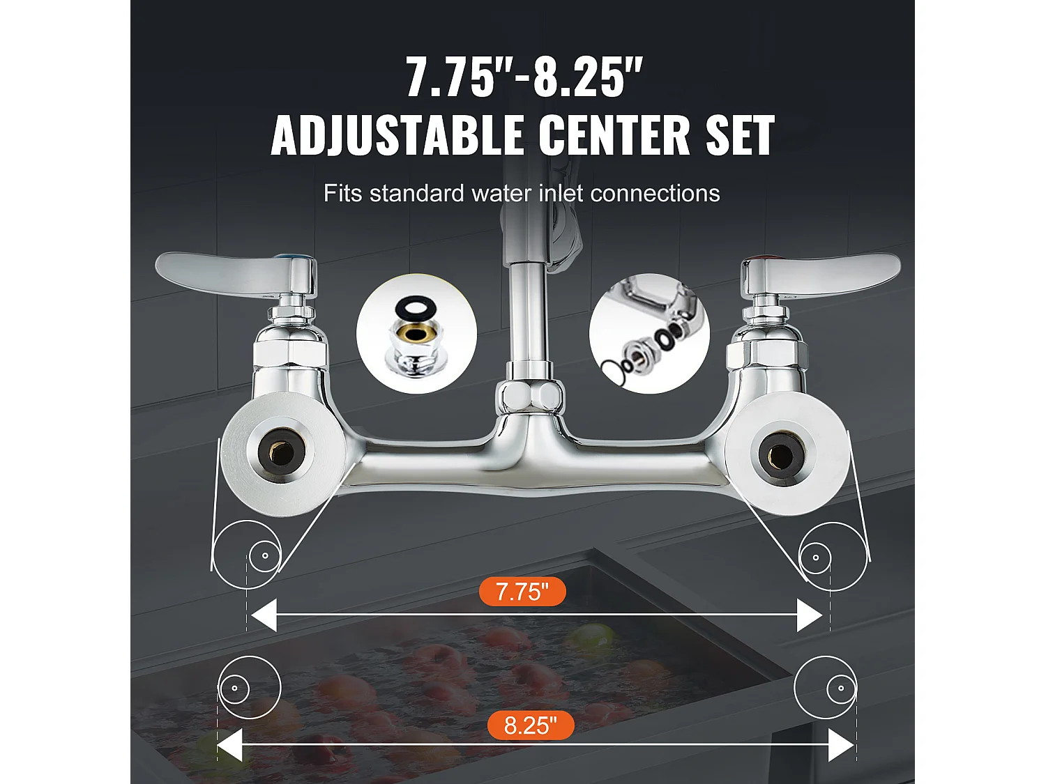 Keukenkraan, SucceBuy Commerciële Wandkraan - Met Voorspoelsproeier, 111.8 cm