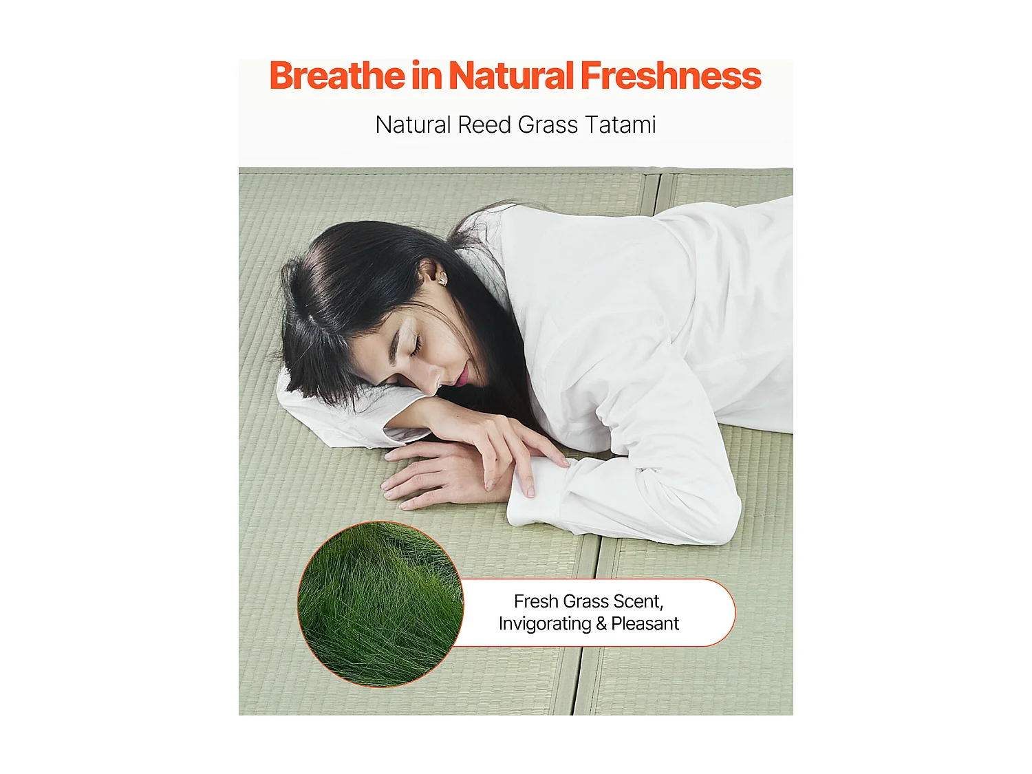 Tatami Japonais SucceBuy Tapis de Tatami Japonais Pliable Queen Size, Matelas Antidérapant en Herbe de Jonc