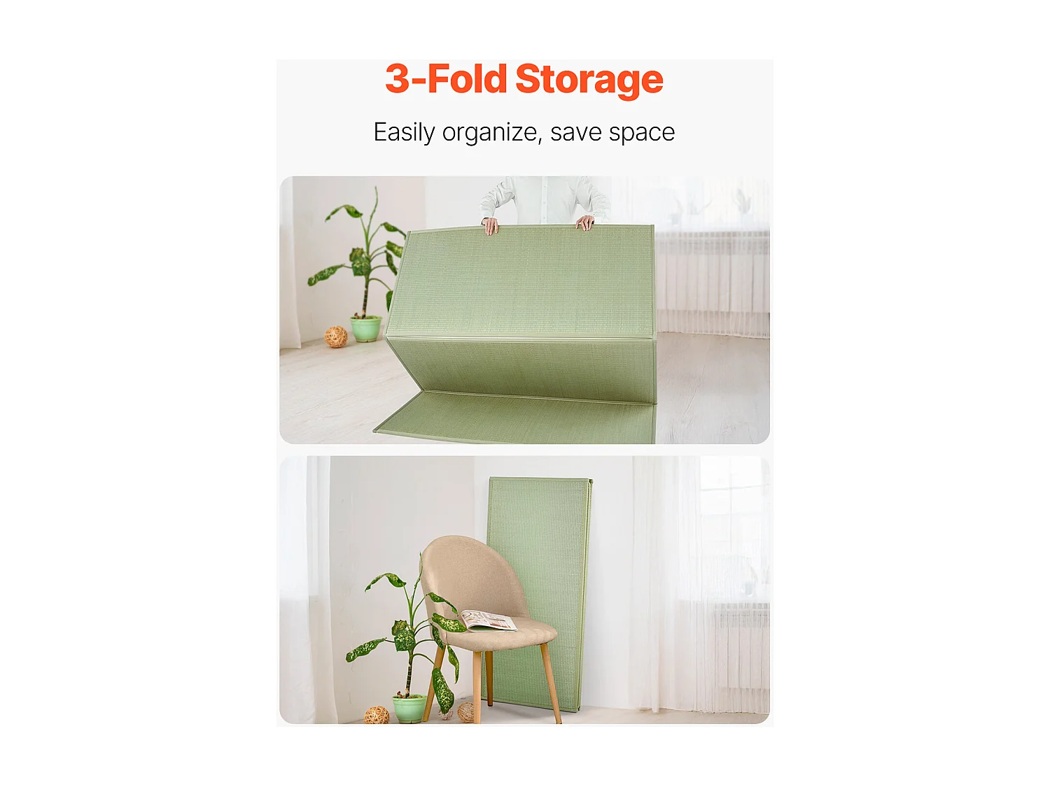 Tatami Japonais SucceBuy Tapis de Tatami Japonais Pliable Queen Size, Matelas Antidérapant en Herbe de Jonc