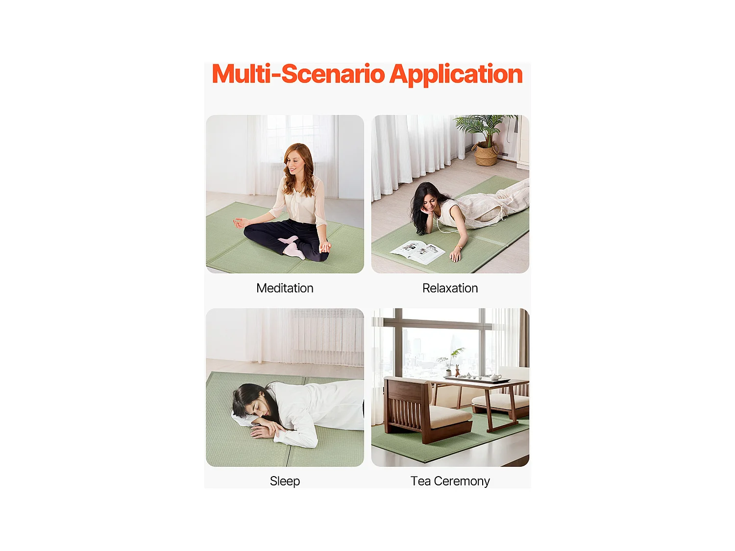 Tatami Japonais SucceBuy Tapis de Tatami Japonais Pliable Twin Size, Matelas Antidérapant en Herbe de Jonc