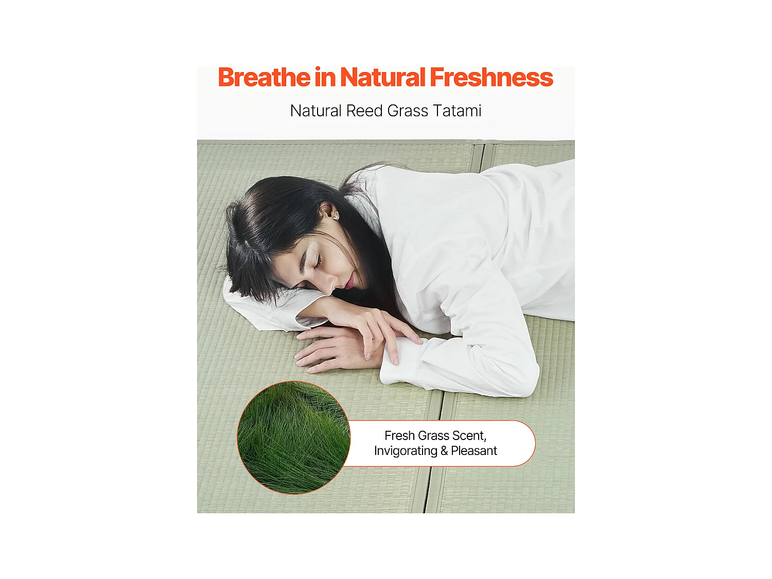 Tatami Japonais SucceBuy Tapis de Tatami Japonais Pliable Twin Size, Matelas Antidérapant en Herbe de Jonc