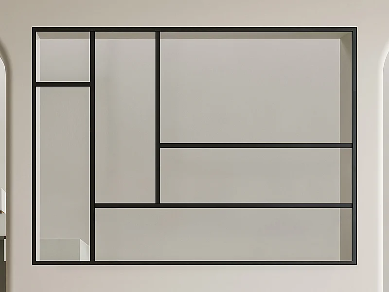 Verrière atelier design en aluminium thermolaqué 180x130 cm - Noir - ARTENA