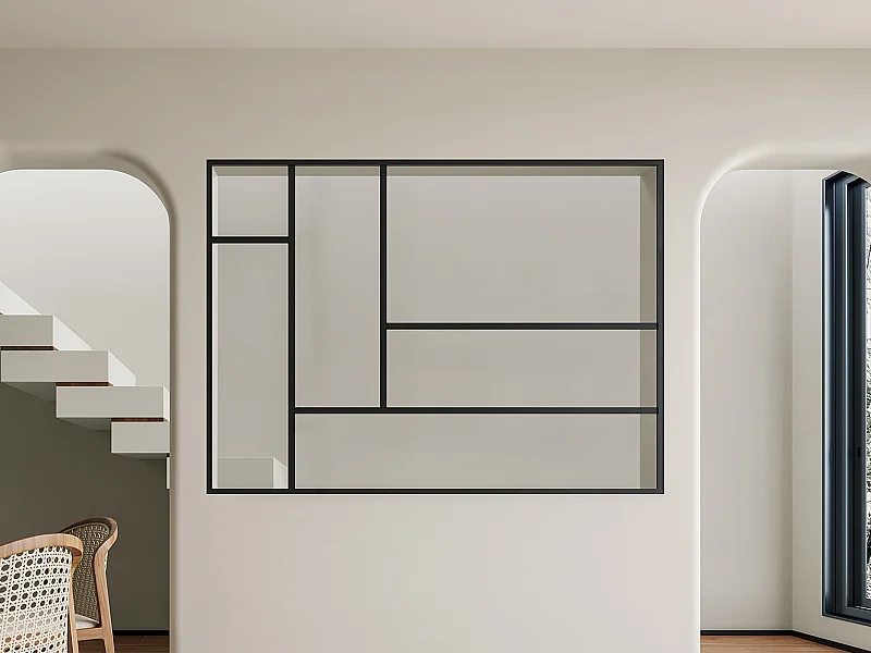 Cristalera de taller diseño de aluminio termolacado 180x130 cm - Negro - ARTENA