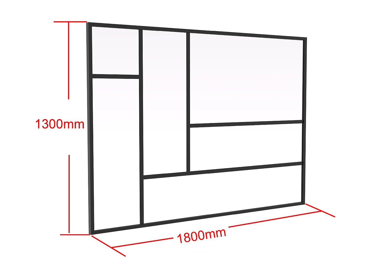 Verrière atelier design en aluminium thermolaqué 180x130 cm - Noir - ARTENA