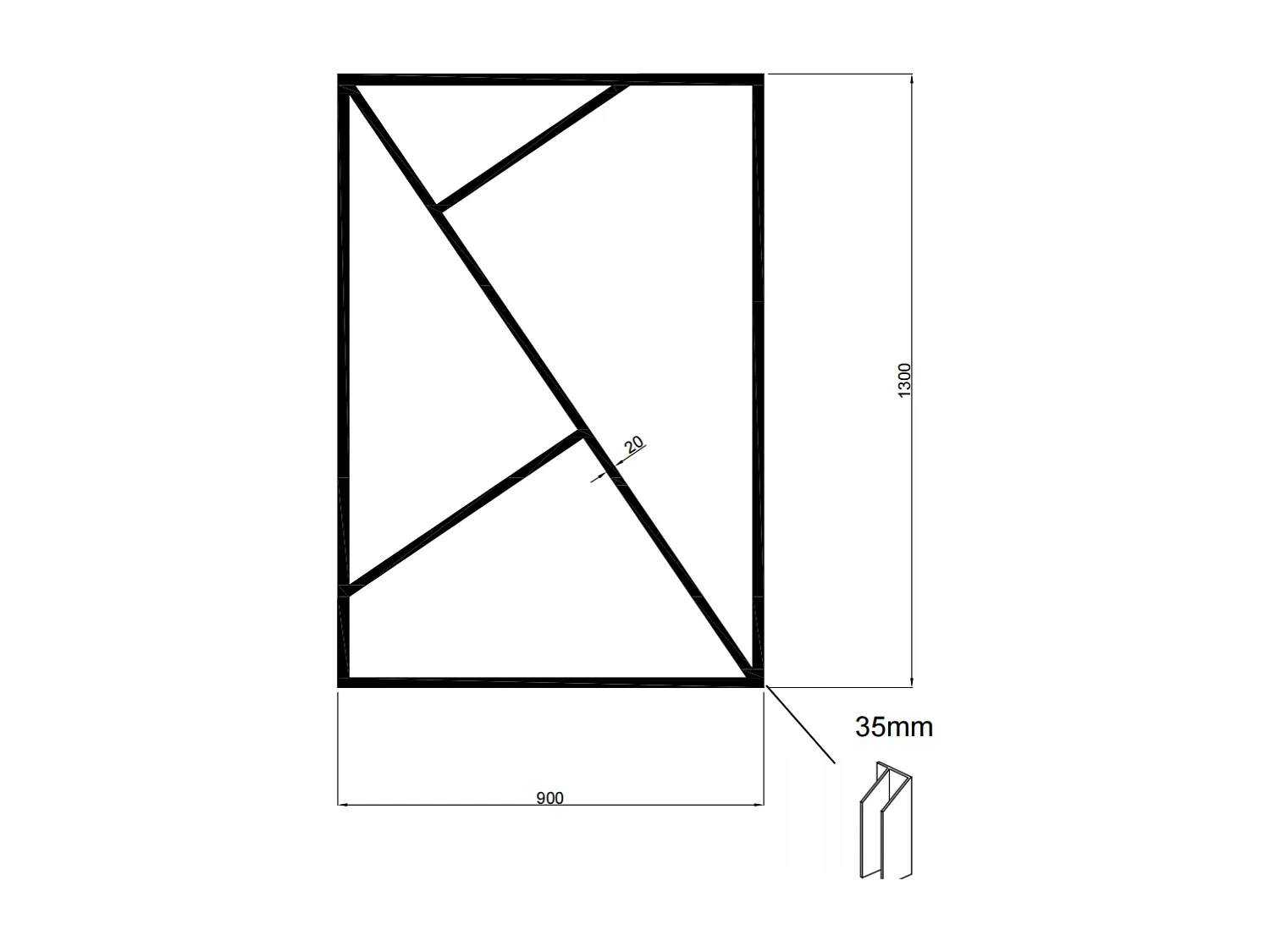 Verrière asymétrique en aluminium thermolaqué - L90 x H130 - FAZENDA