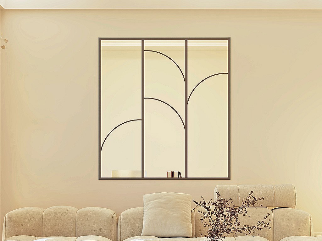 Glasvägg i art déco-stil med termolackerad aluminium - L120 x H130 - OLENA