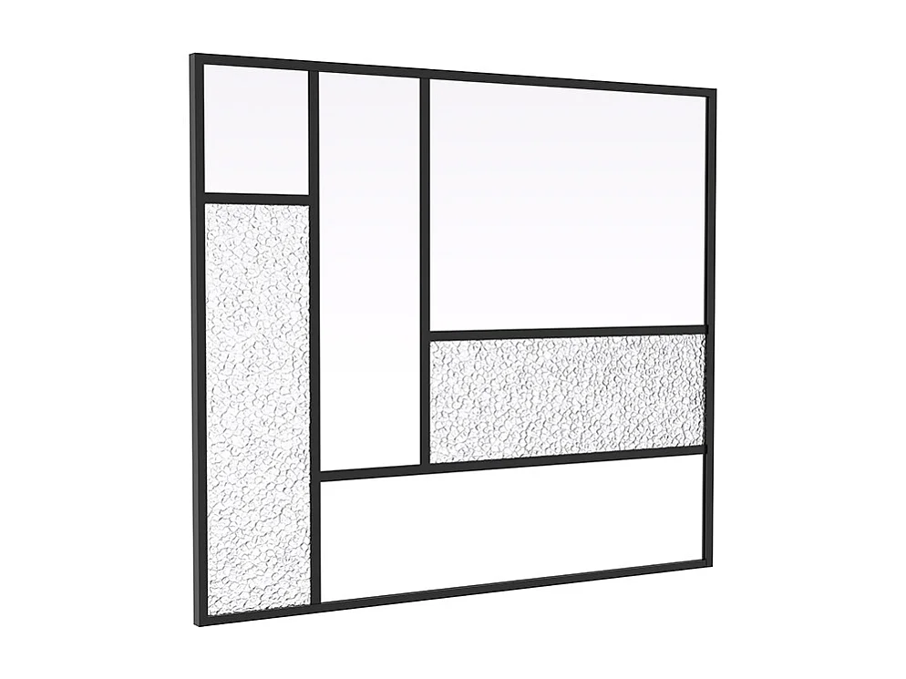 Verrière design asymétrique en aluminium thermolaqué et verre trempé texturé - L150 x H130 - FAIRVIEW