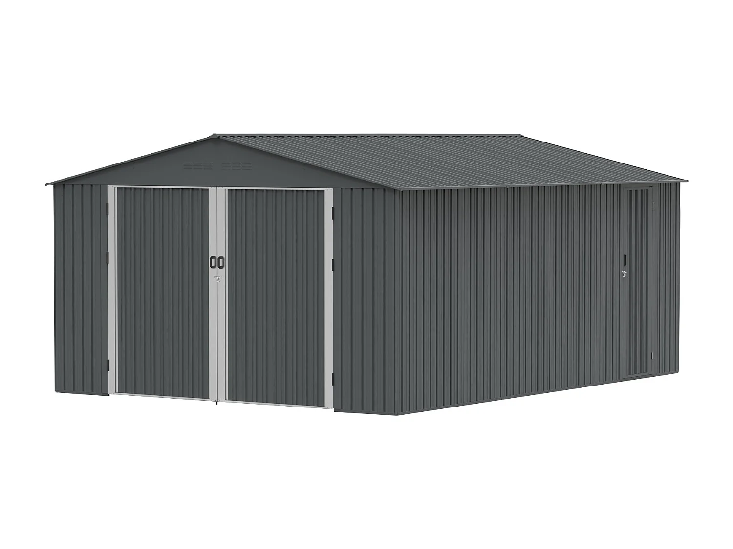 Garage en acier galvanisé avec porte de service- gris anthracite - 19 m² - RIDOSO