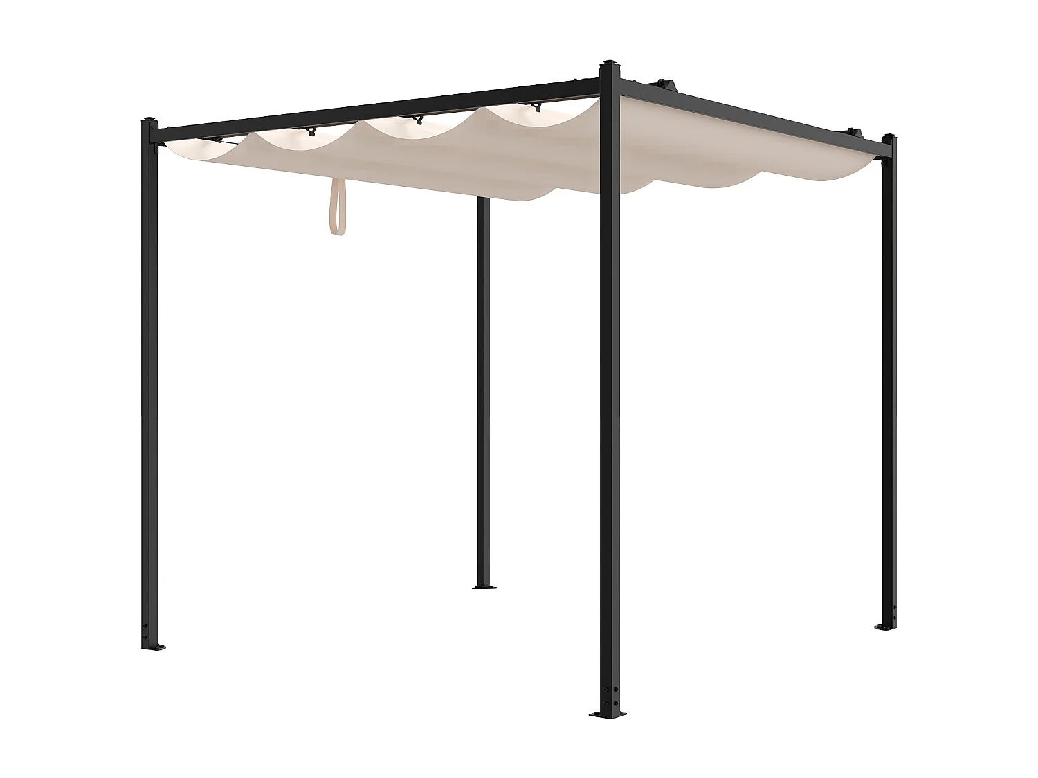 Pergola autoportante en acier avec toit rétractable - 5,3 m² - noir - MAZARA