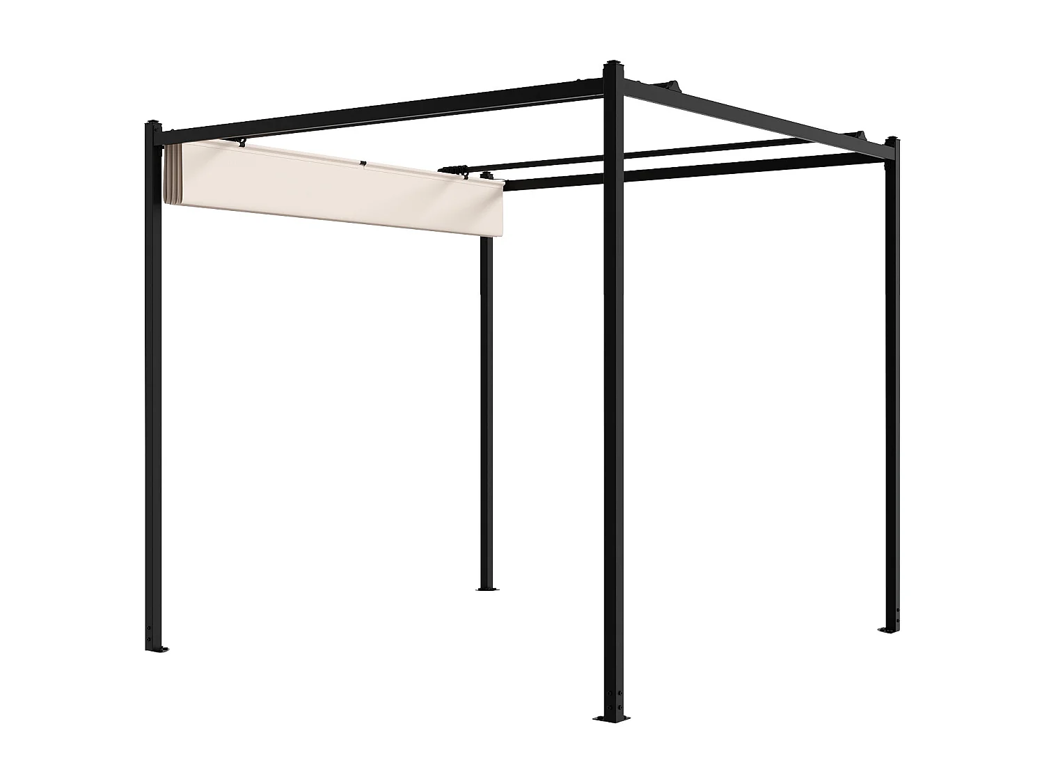 Pergola autoportante en acier avec toit rétractable - 5,3 m² - noir - MAZARA