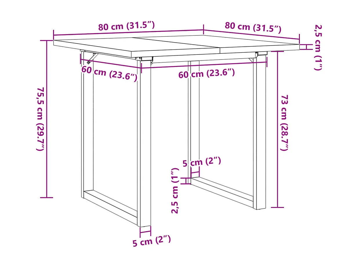 Table de salle à marron 80 x 80 x 75.5 cm DEC036797