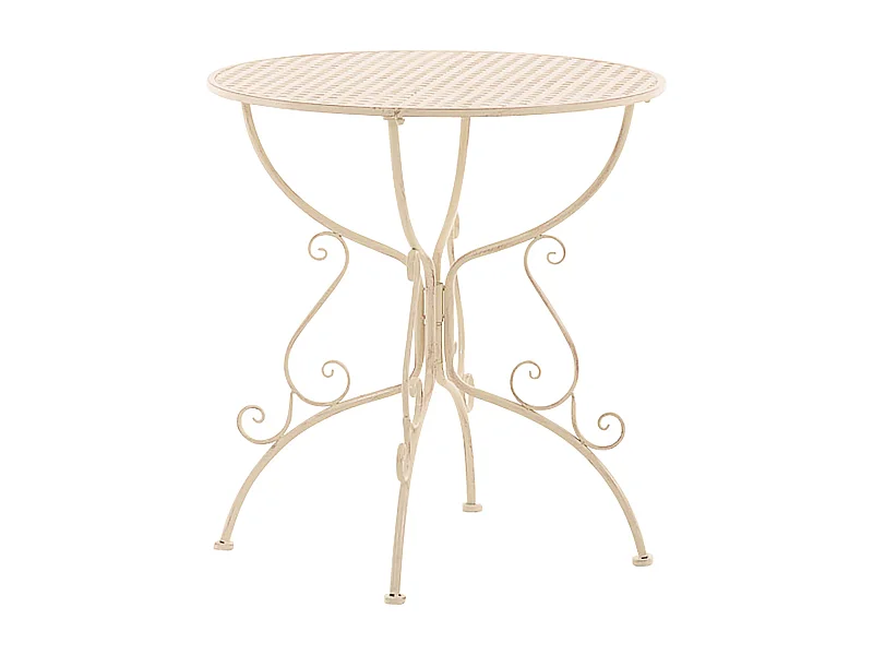 Table de jardin ronde métal crème 70 x 70 x 74 cm 10_0004006