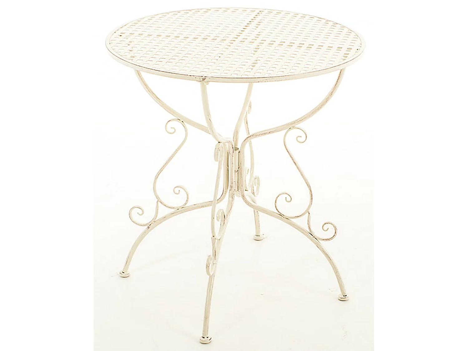 Table de jardin ronde métal crème 70 x 70 x 74 cm 10_0004006
