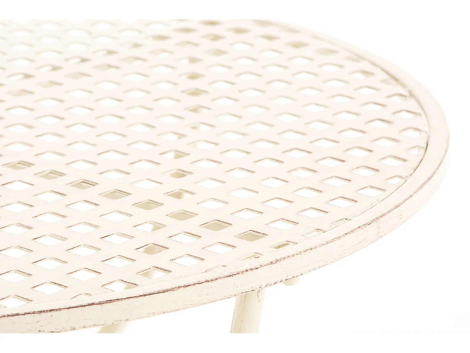 Table de jardin ronde métal crème 70 x 70 x 74 cm 10_0004006