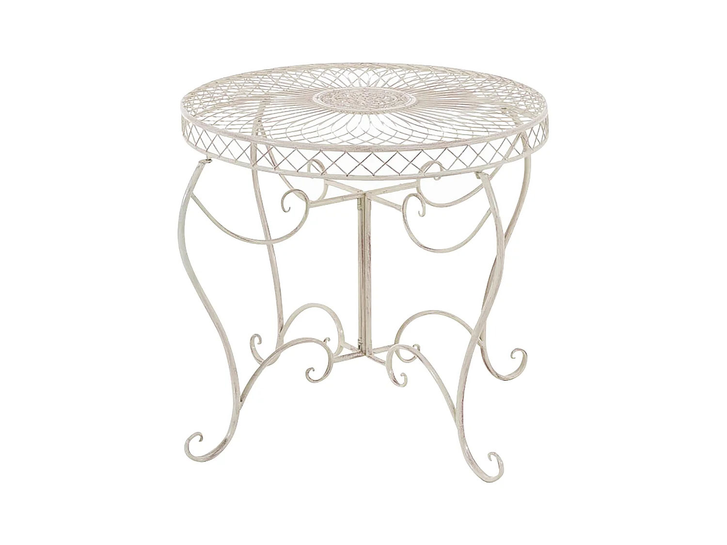 Table de jardin balcon métal crème 90 x 90 x 69 cm 10_0004009