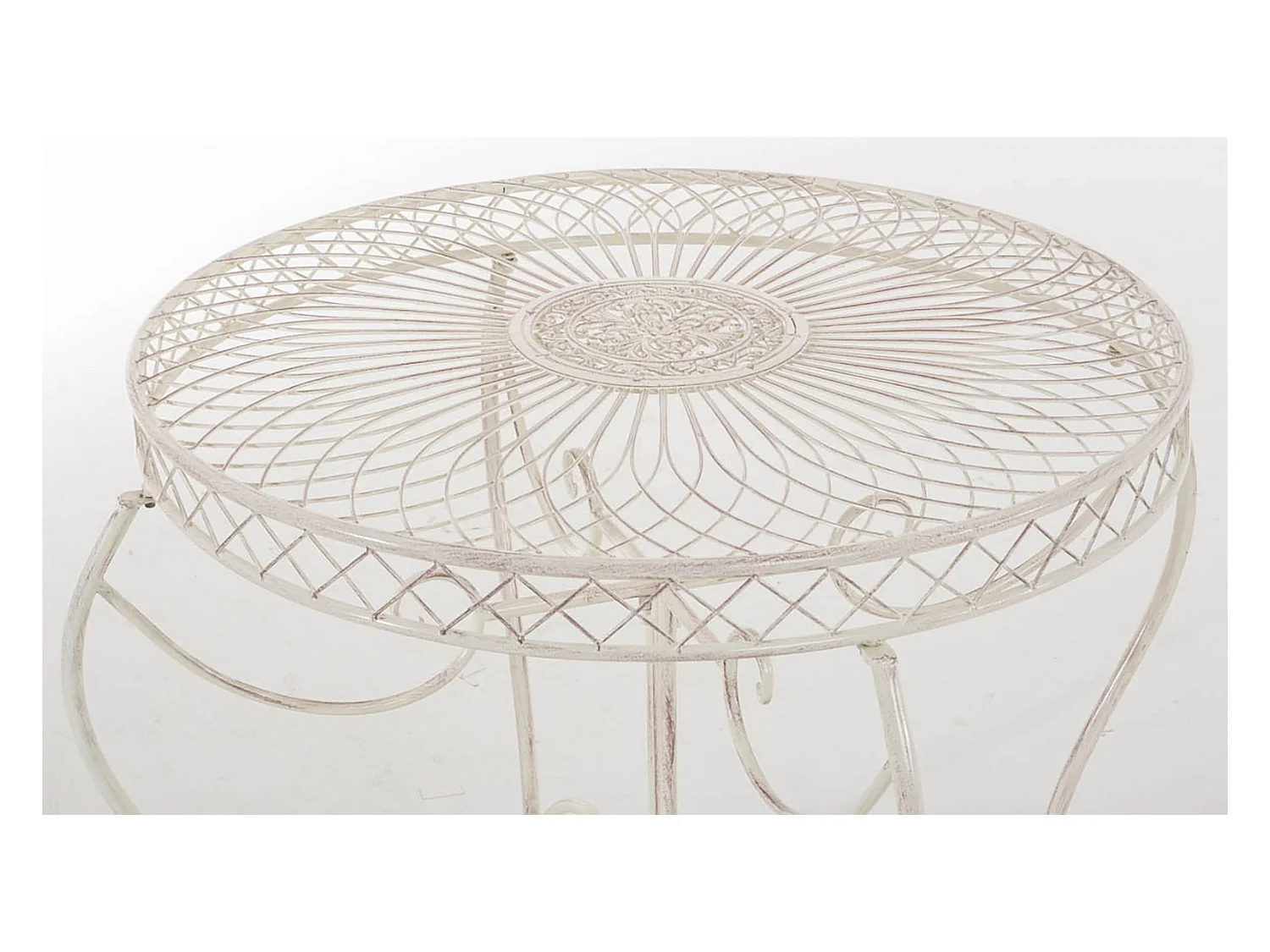 Table de jardin balcon métal crème 90 x 90 x 69 cm 10_0004009