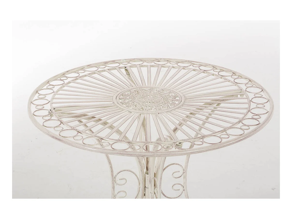 Table de jardin et métal crème 70 x 70 x 72.5 cm 10_0004007