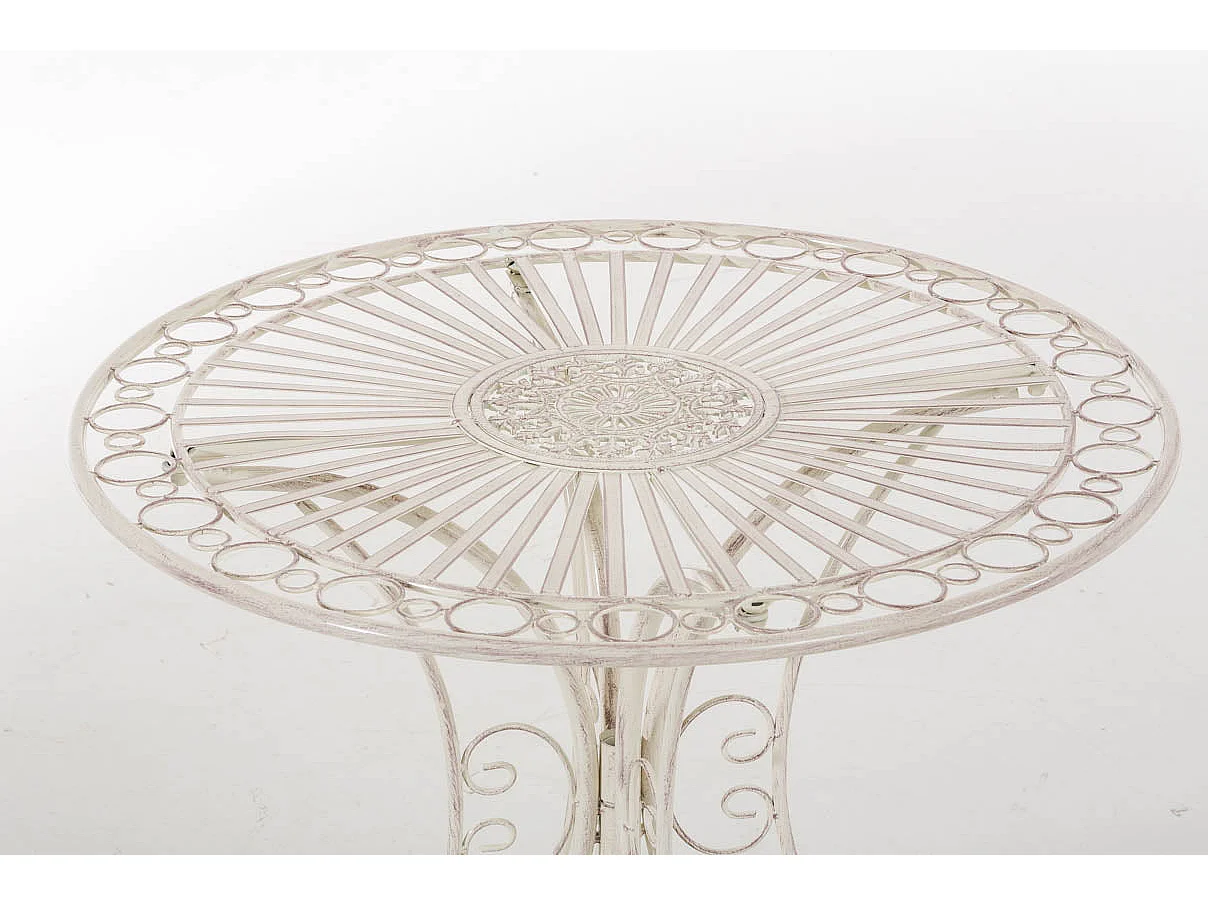 Table de jardin et métal crème 70 x 70 x 72.5 cm 10_0004007