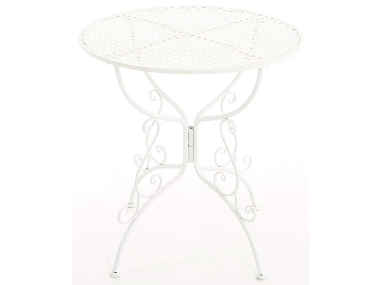 Table de jardin ronde métal blanche 70 x 70 x 74 cm 10_0004005