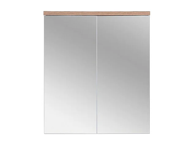 Móvel para Banheiro ERMANO – Carvalho Claro e Branco Brilhante – 60x70 cm – 2 Portas com Espelho – Para Pendurar