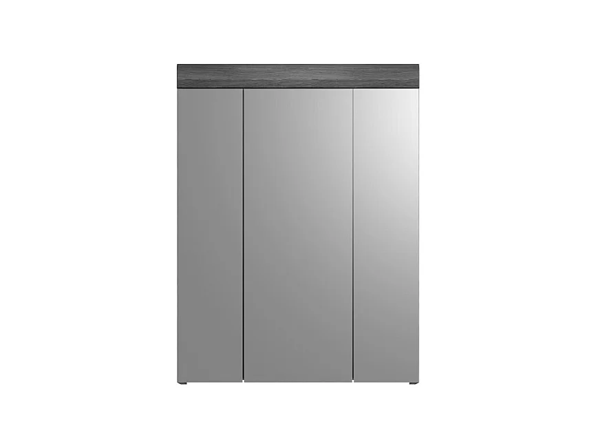 Mueble de almacenamiento alto SCOTT – 3 puertas con espejo – Gris oscuro y blanco – 60x79x18 cm