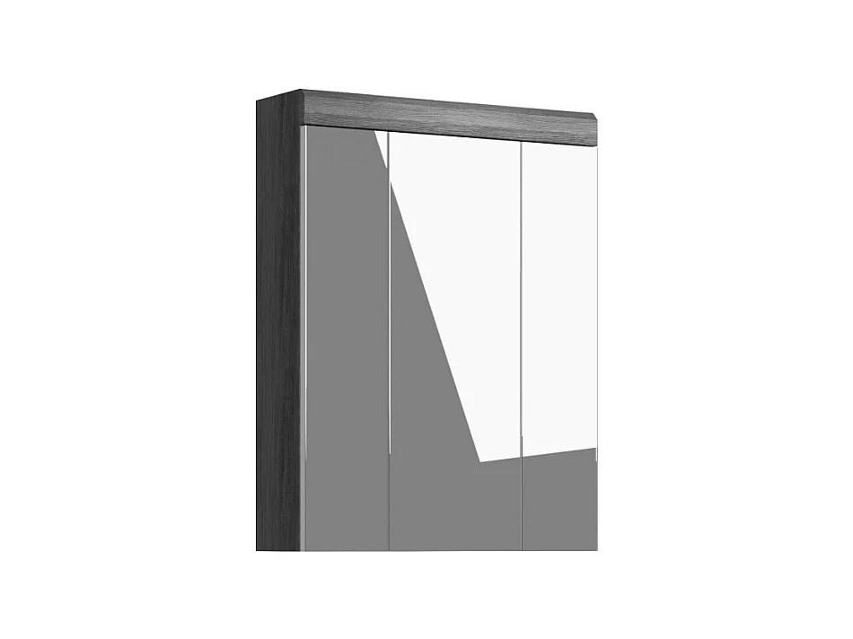 Meuble de rangement haut SCOTT – 3 portes avec miroir – Gris foncé et blanc – 60x79x18 cm