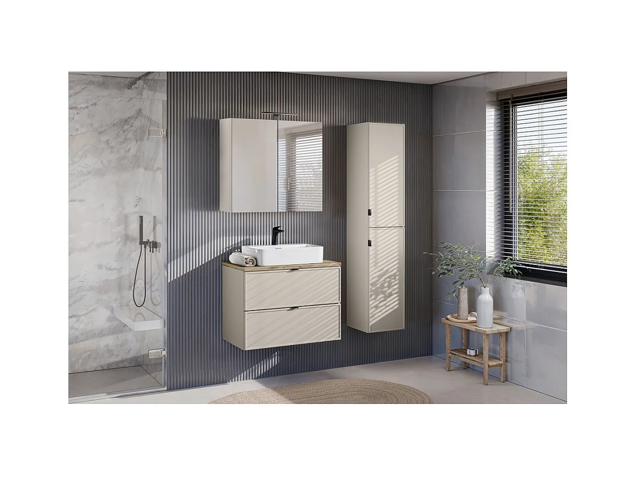 Meuble haut miroir BRAZZA – 2 portes – Coloris marron congo – L80 x H75 cm – À suspendre