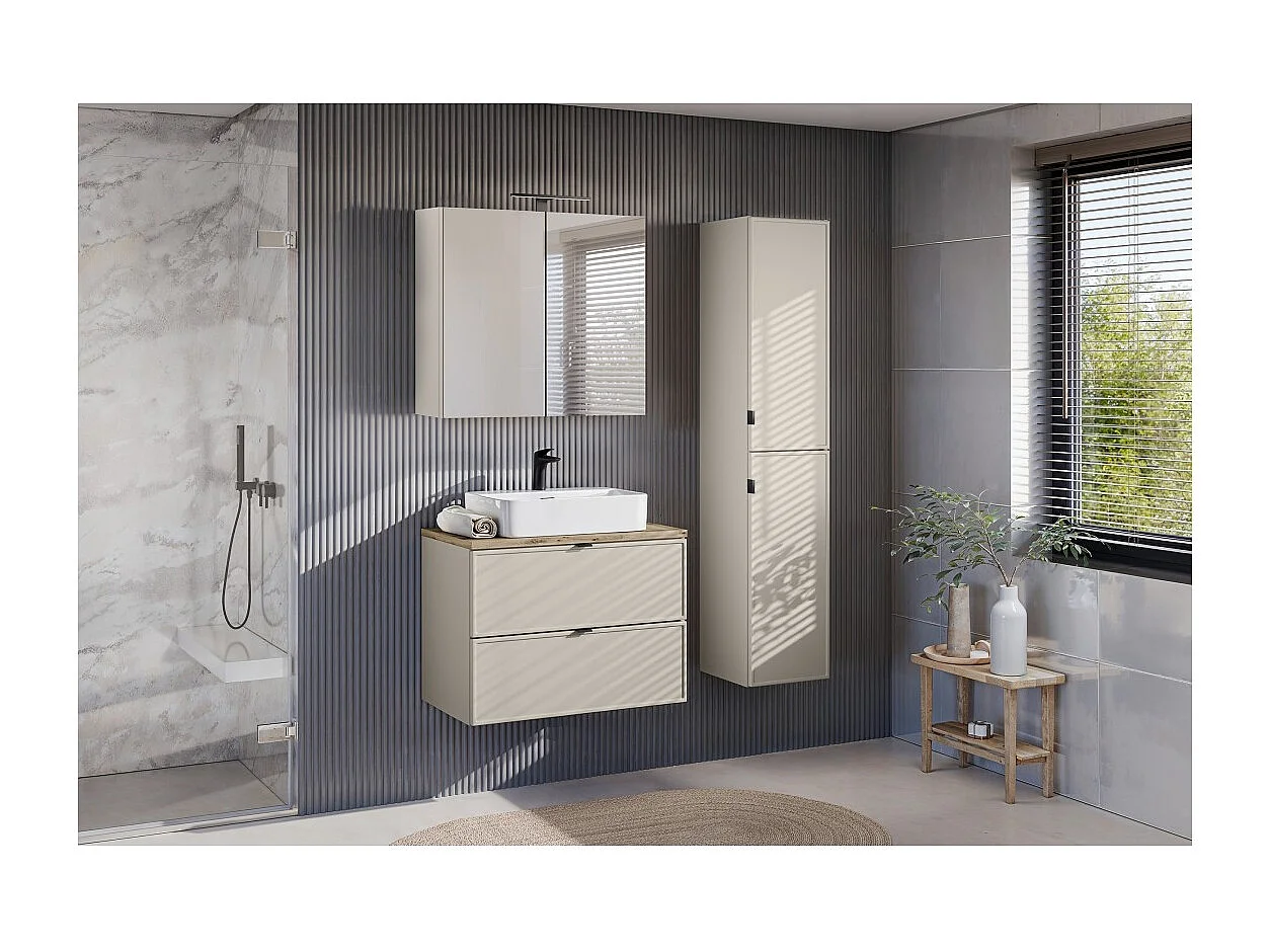 Meuble haut miroir BRAZZA – 2 portes – Coloris marron congo – L80 x H75 cm – À suspendre