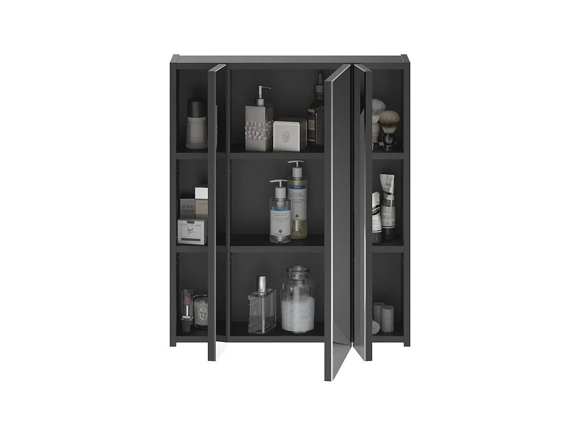 Móvel de armazenamento com espelho – Preto laqueado – KLEANKIN