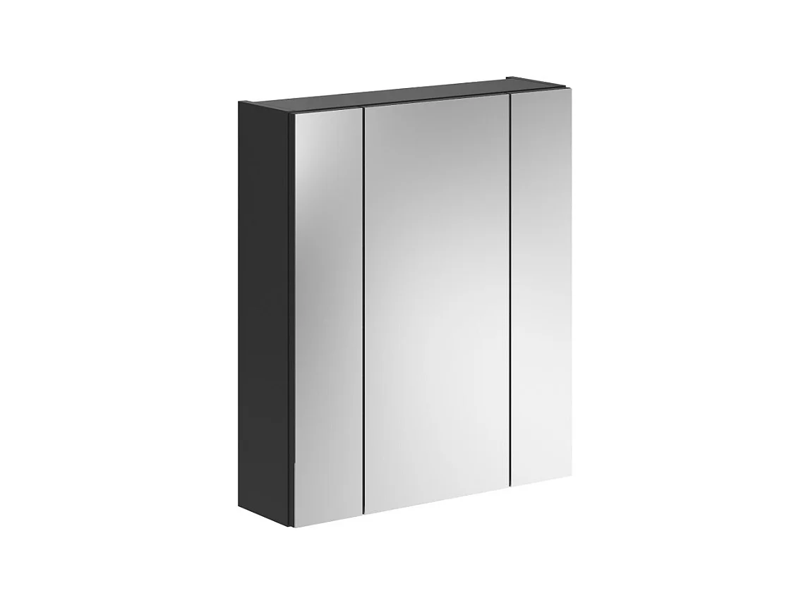 Meuble de rangement avec miroir – Noir laqué – KLEANKIN